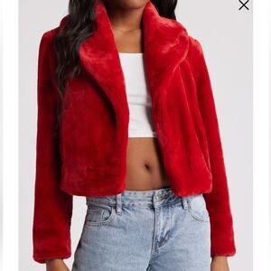 Salt water lux Red Faux Fur Jacket